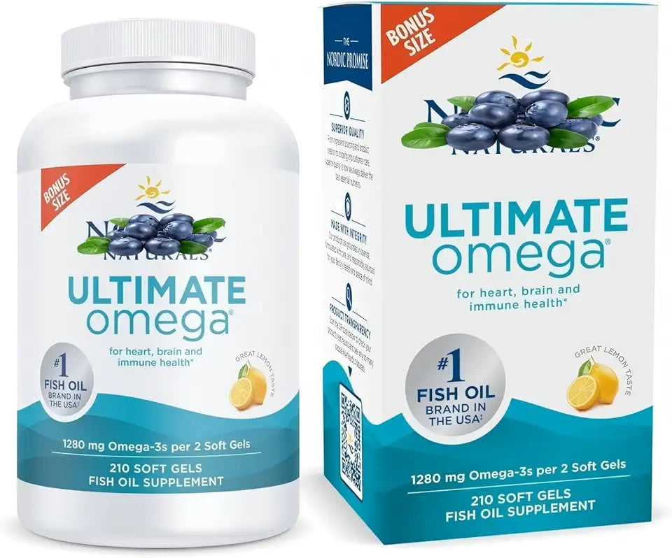 O-mega 1280mg Lemon Flavor Gluten Free Non-GMO 210 Count R993