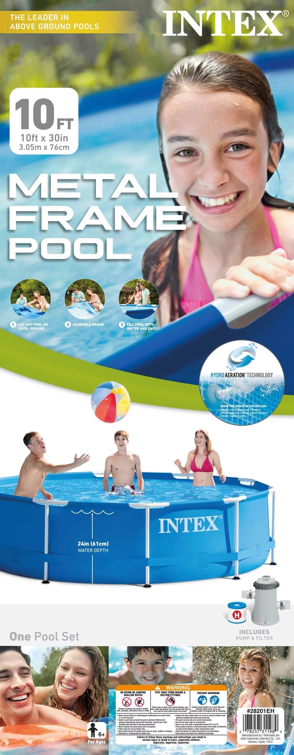10ft x 30in Metal Frame Above Ground Swimming Pool Set with Filter Pump D106