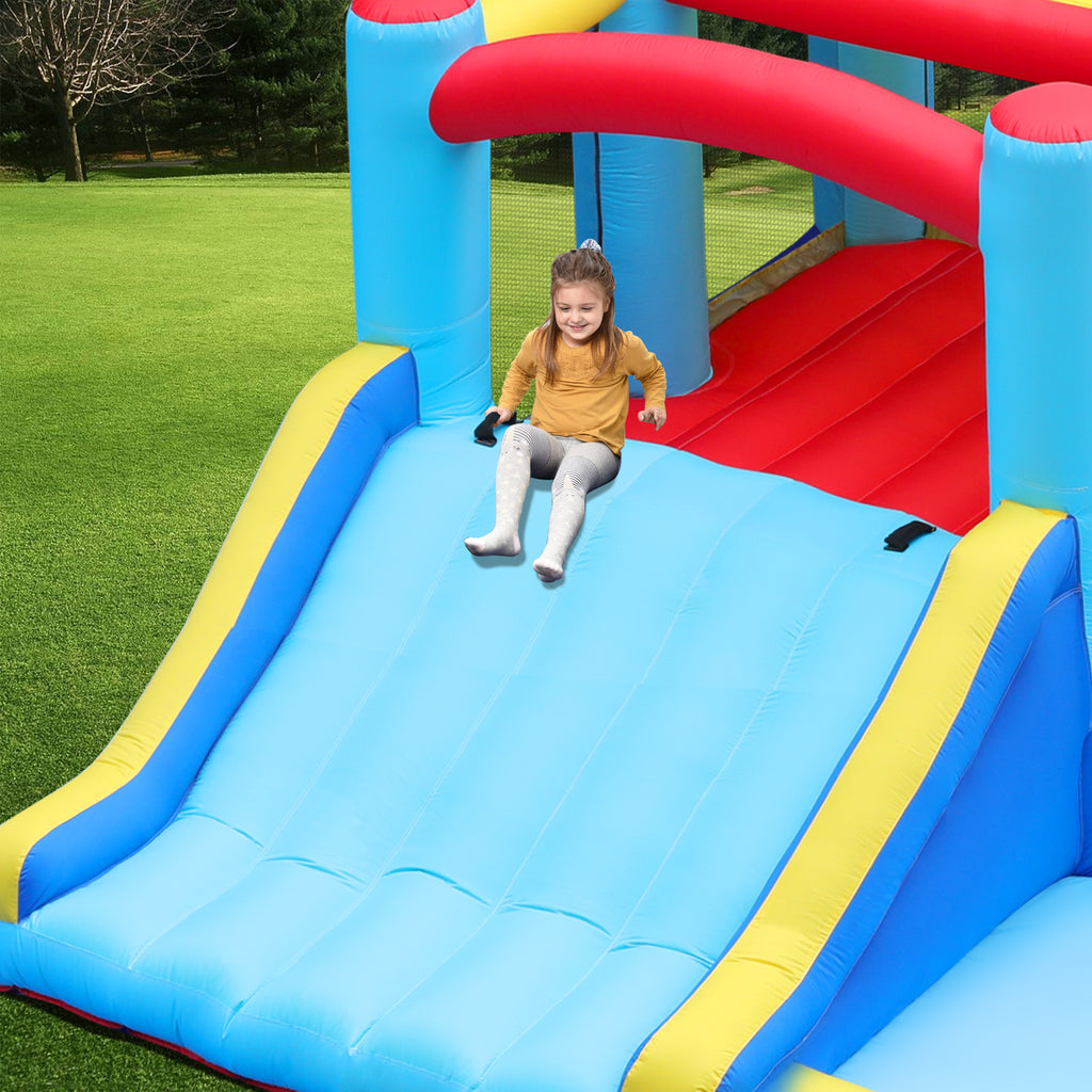 Inflatable Water Slide Bounce House with Splash Pool & Basketball Rim N864418