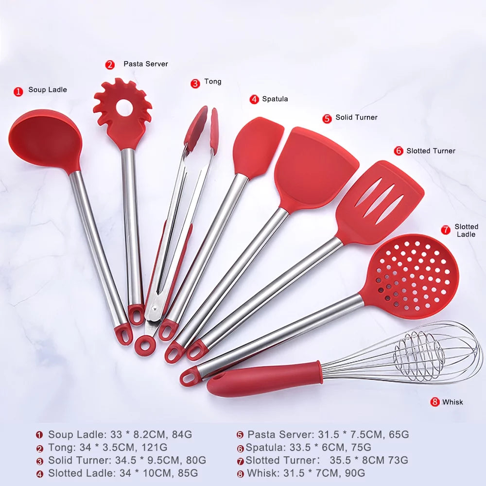 8 Pc Silicone Non Stick Kitchen Utensil Set J635663