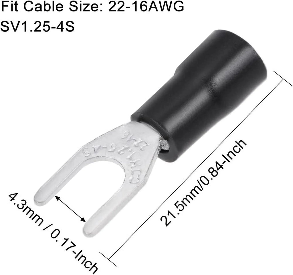 200Pcs Insulated Fork Spade Wire Connector Electrical Crimp Terminal 22-16AWG F976