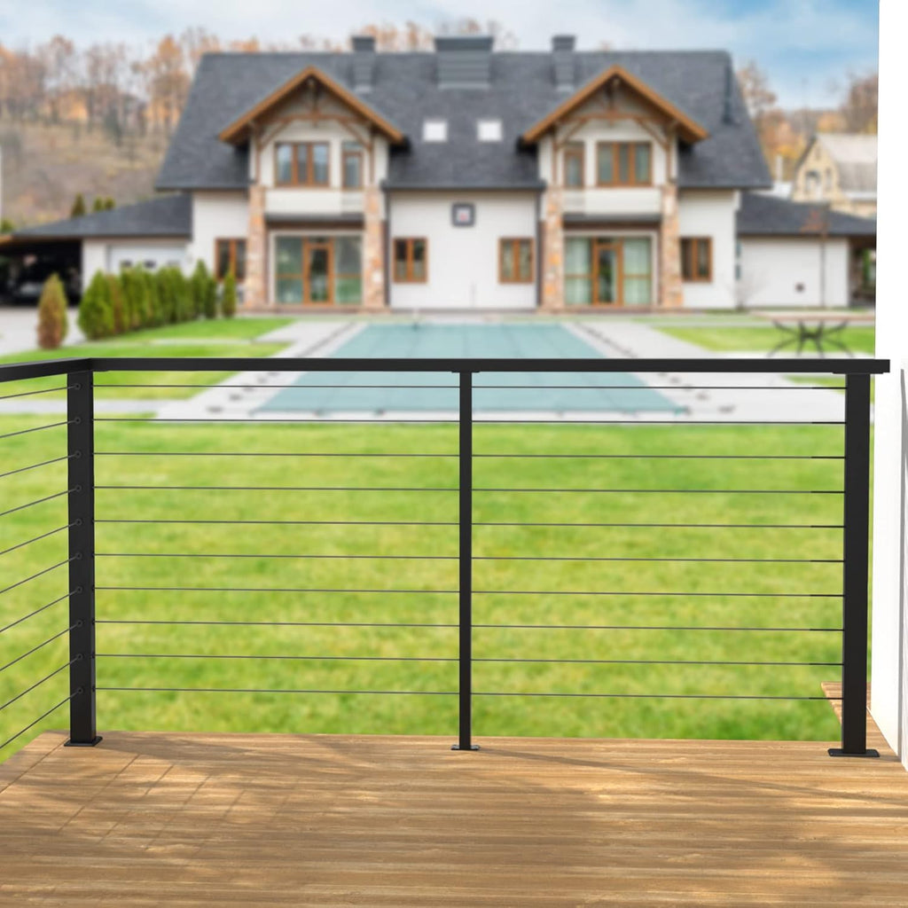 Black Stainless Steel Surface Mount Cable Railing Post 36"x2"x2" 2Pack B7872