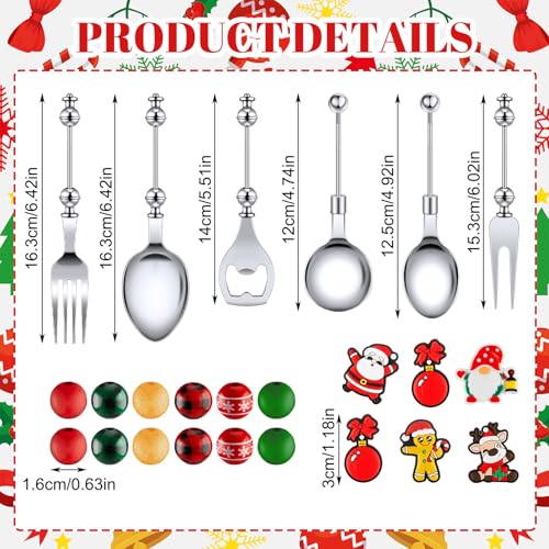 12 Sets Beadable Spoon Fork Set Christmas Kitchen Utensils D223