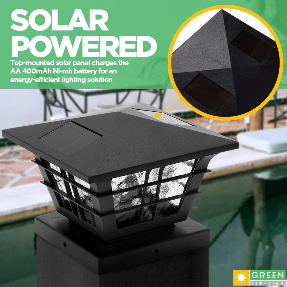 12 Pack Solar Powered Post Cap Light with 4x4 Base Adapter V12651