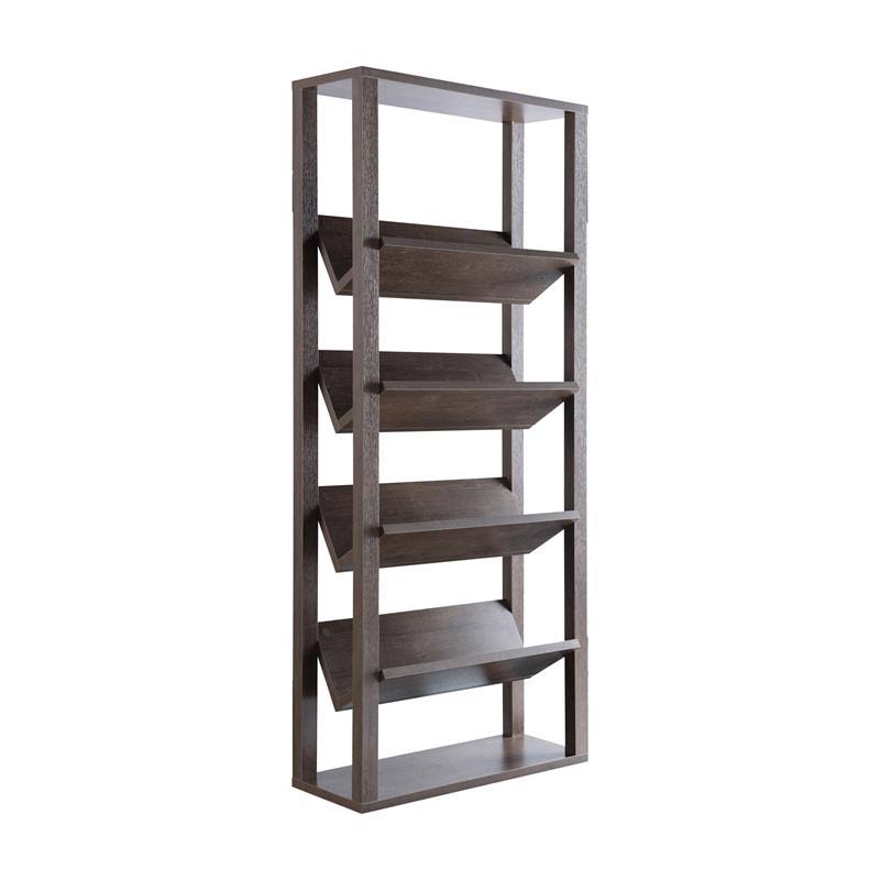 Walnut Wood 5-Shelf Etagere Bookcase X973922