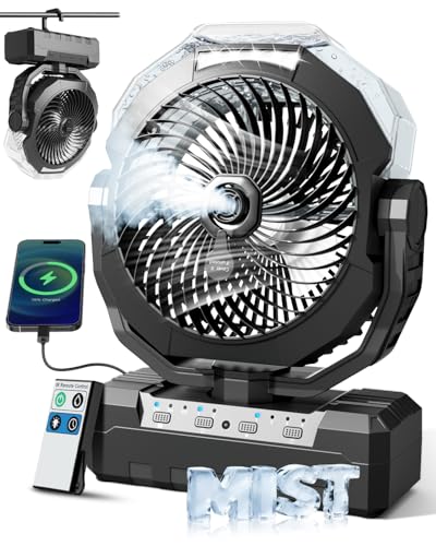 460ml Portable Misting Fan with 24000mAh Rechargeable Battery, Black H990588