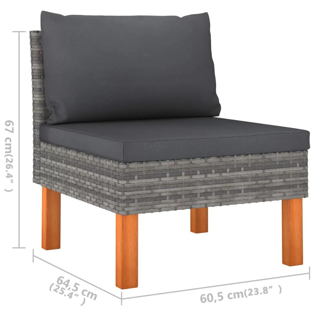6 Piece Patio Set with Cushions Poly Rattan Gray T774150
