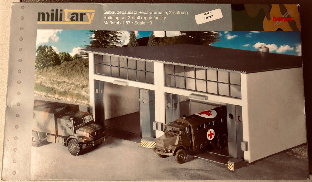 Military Building Set 2-Stall Repair Facility 1:87 Scale E682
