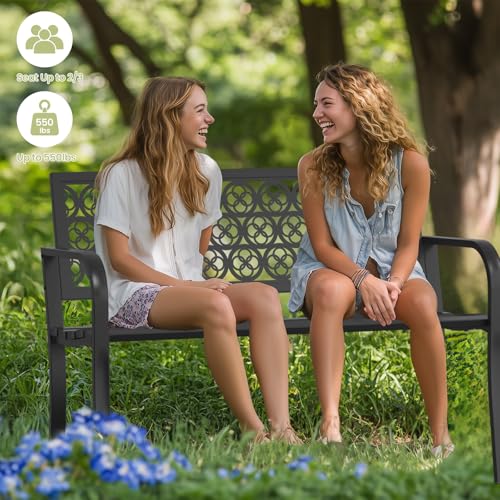 50" Heavy-Duty Metal Weatherproof Outdoor Bench C67655