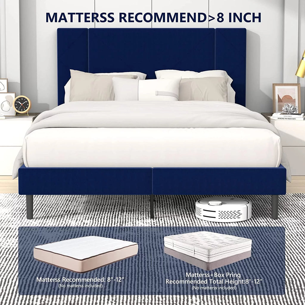 Queen Velvet Upholstered Bed Frame J78521