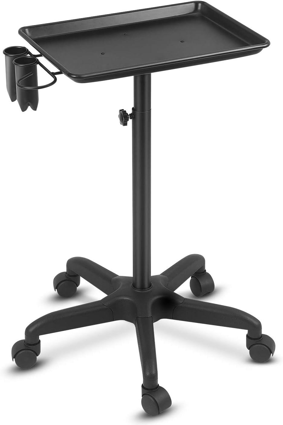 Black Aluminum Salon Tray Cart with Accessory Caddy, Pack of 2 K2886
