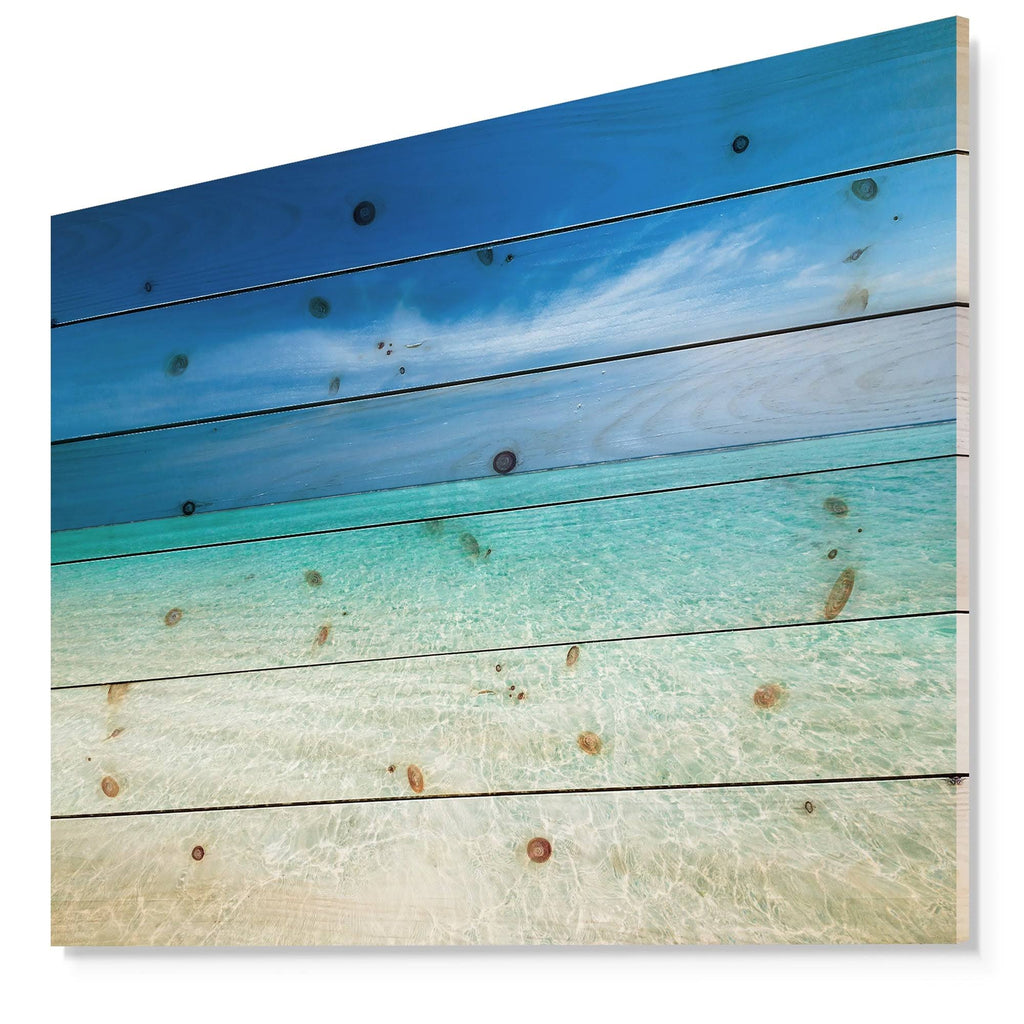 Modern Seascape Print on Natural Pine Wood G87082