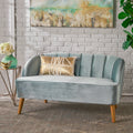 Seafoam Blue Velvet Settee P460