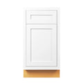 18 inch Wide Kitchen Base Cabinet Snow White Inset Shaker Single Door Single Drawer G38021