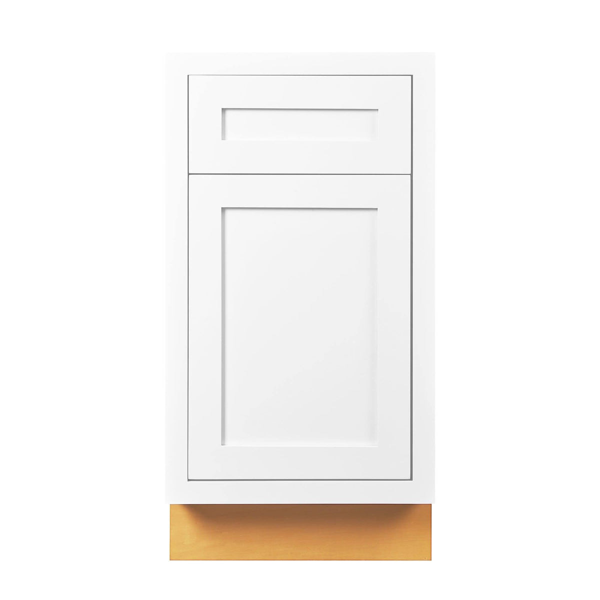 18 inch Wide Kitchen Base Cabinet Snow White Inset Shaker Single Door Single Drawer G38021