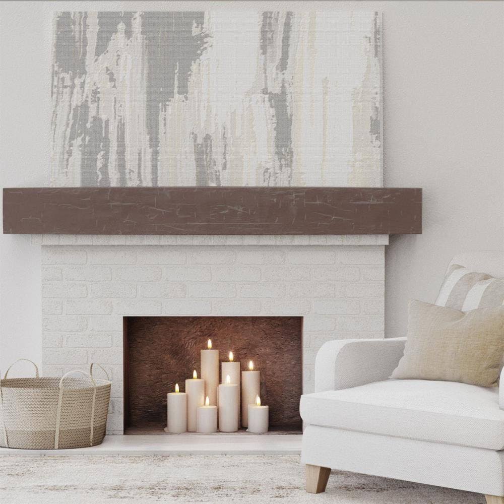 Aged Pecan Hand Hewn Faux Wood Fireplace Mantel I210695