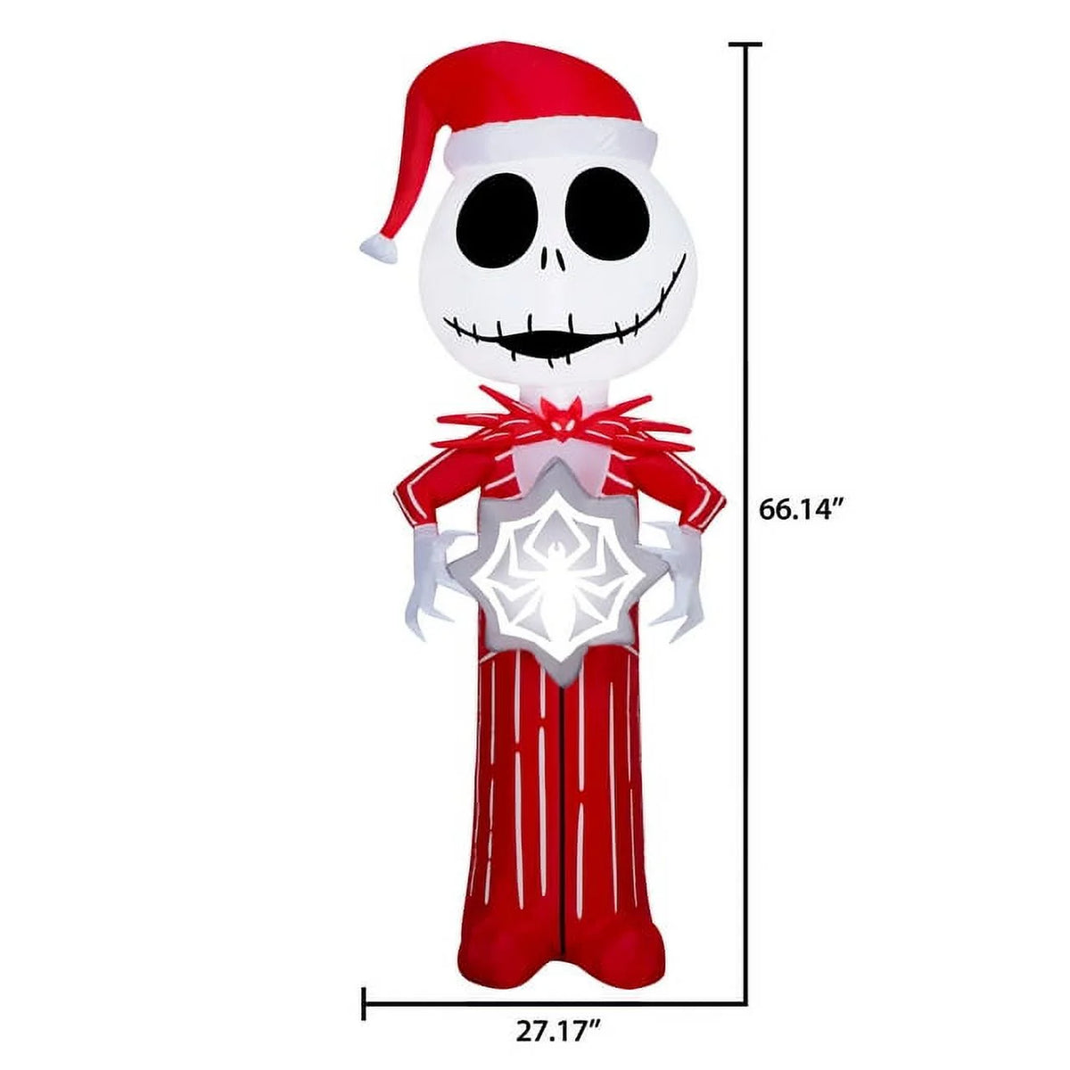 5.5 Foot Stylized Jack Skellington Inflatable with Spider Snowflake and Sally Holding Wreath Y5095