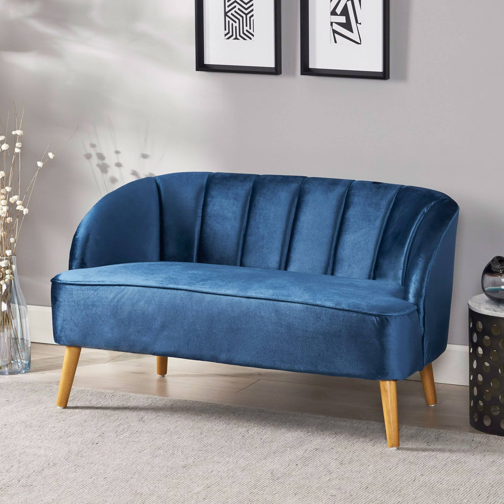 Seafoam Blue Velvet Settee P460
