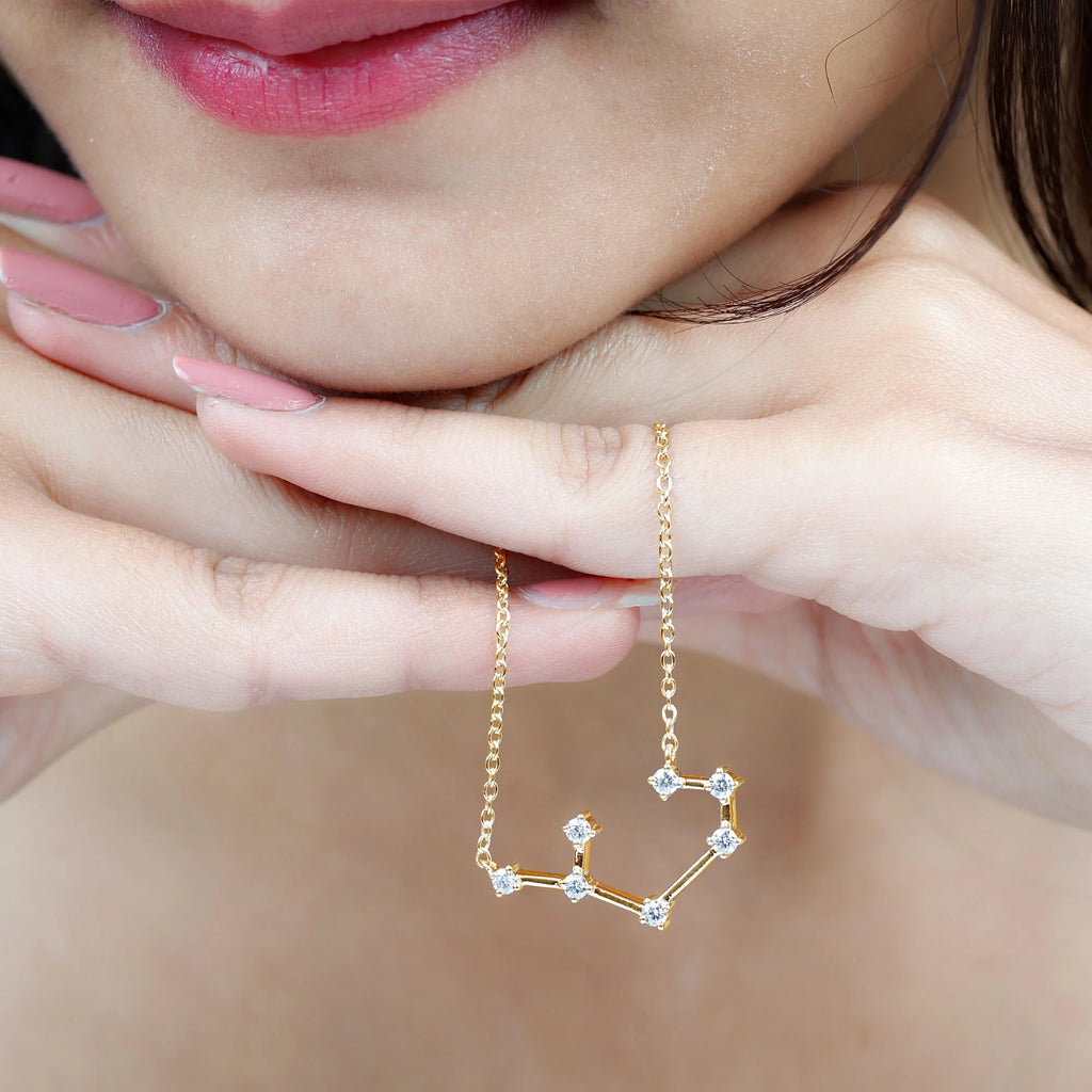 10K Yellow Gold Moissanite Zodiac Sagittarius Constellation Necklace L696