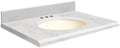 Natural Marble 31 inch x 22 inch Bathroom Vanity Top with Beveled Edge, 8 inch Centerset and Biscuit Bowl, White M3759