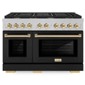 48 6.7 cu. ft. Double Oven Gas Range in Stainless Steel with Black Matte Doors O165