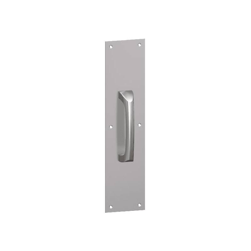Square Corner Pull Plate on Satin Stainless Y604