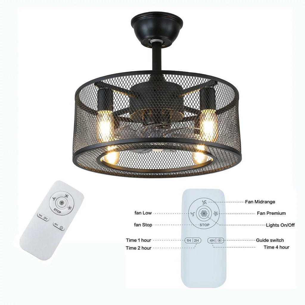 Caged Ceiling Fan Light with Remote R253895