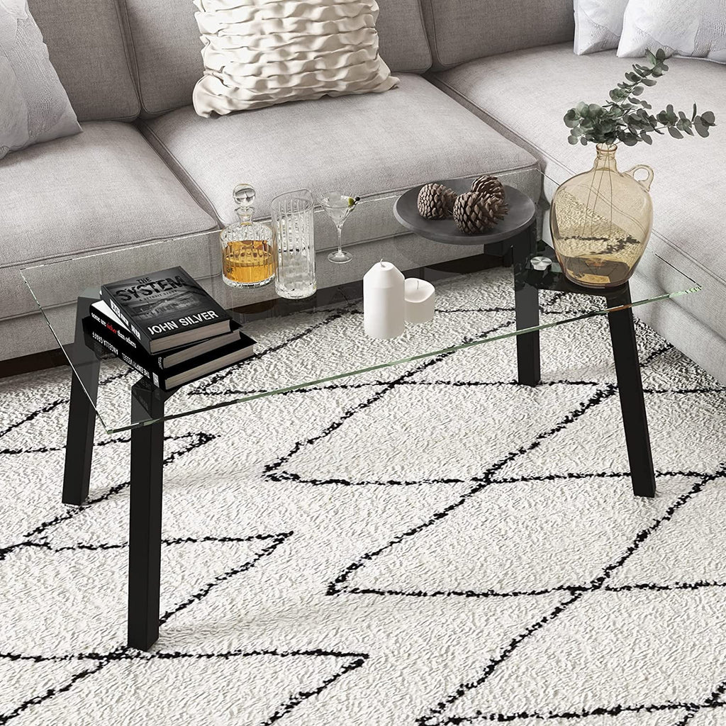 Tempered Glass Coffee Table with Metal Frame T9812