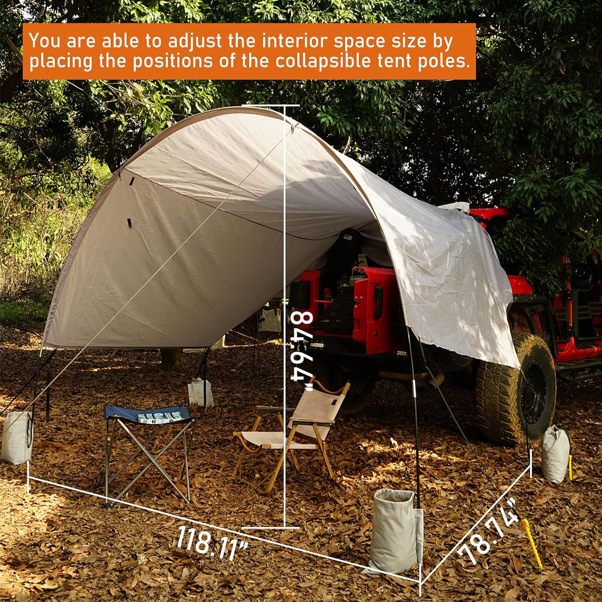 Tear Resistant Tarp Awning Camping Tent with 6 Sandbags T426236