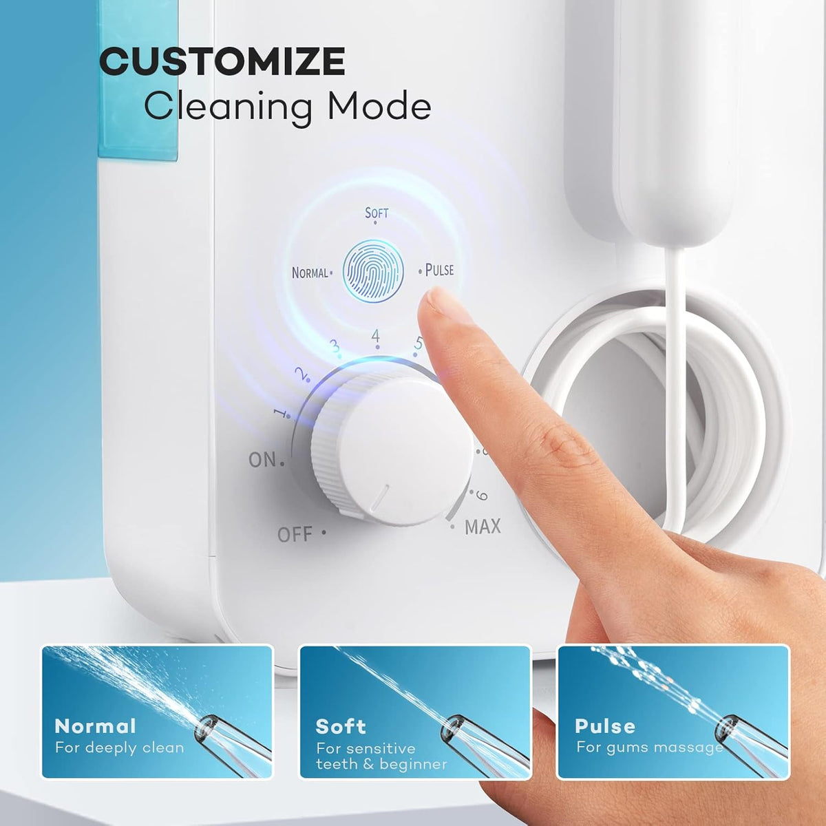 Water Flosser 600ML Oral Irrigator with 3 Flossing Modes, 10 Settings, 7 Tips, Pack of 2 J83650