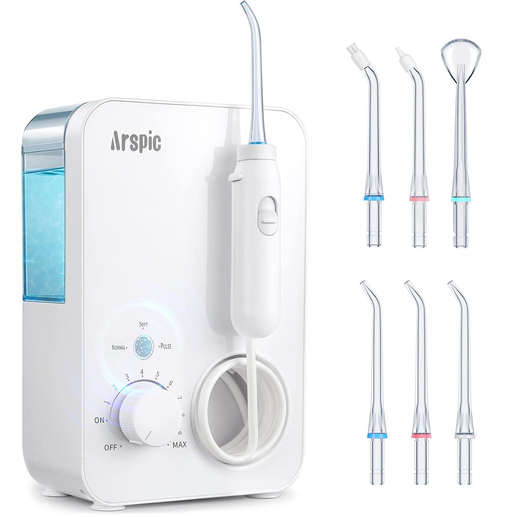 Water Flosser 600ML Oral Irrigator with 3 Flossing Modes, 10 Settings, 7 Tips, Pack of 2 J83650