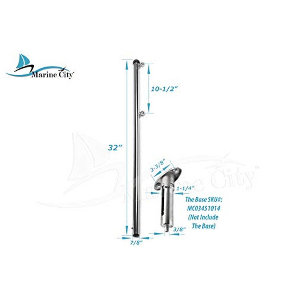 316 Stainless Steel Marine Boat 32" Flag Pole K3136