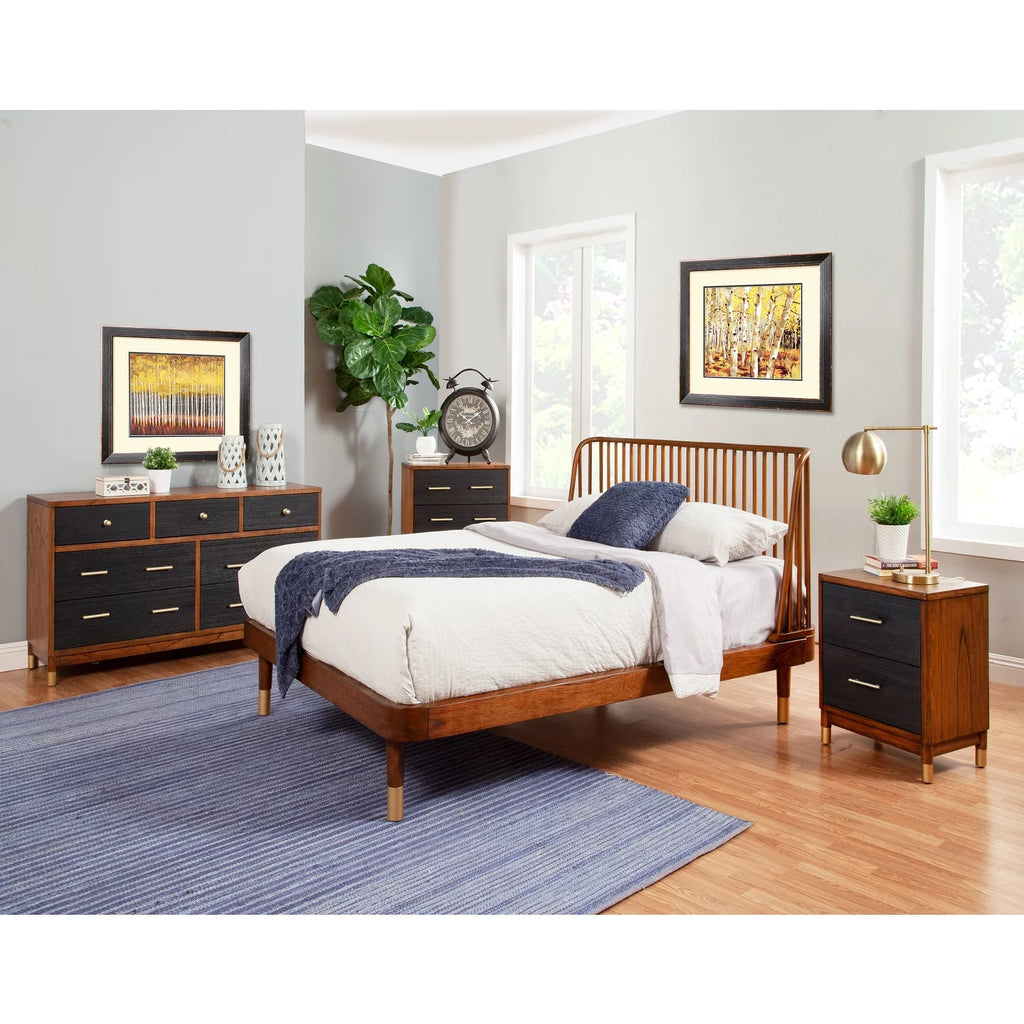 King Wood Platform Bed Dark Walnut T36427