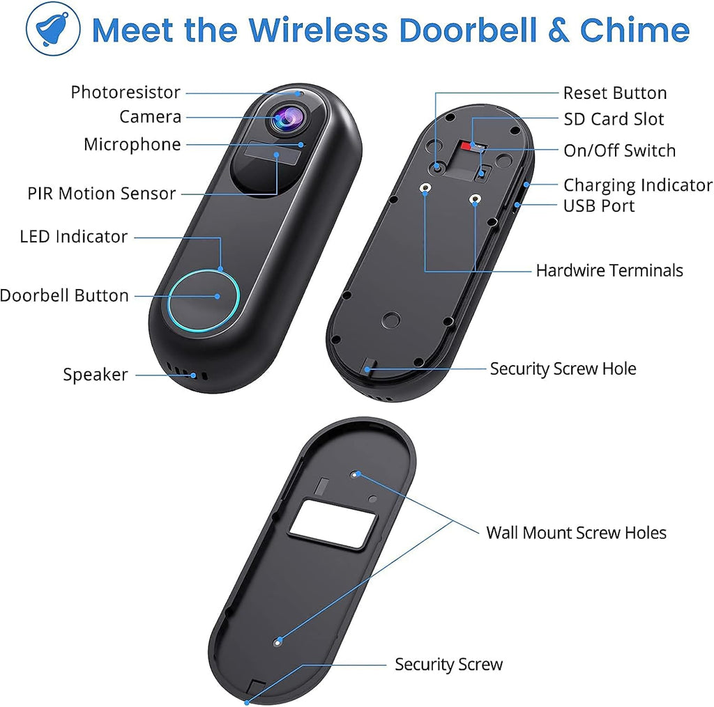 Wireless Video Doorbell Camera with Chime J323