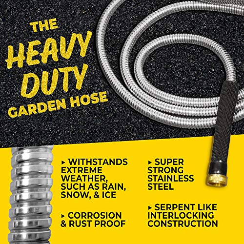 100 Ft Stainless Steel Garden Hose with Nozzle Y393001