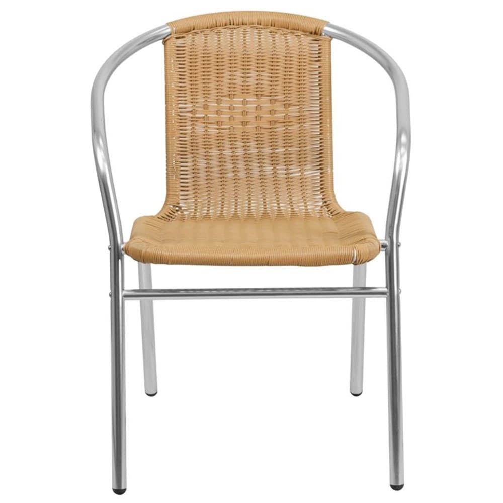 Beige Aluminum and Rattan Stacking Patio Chair W6631