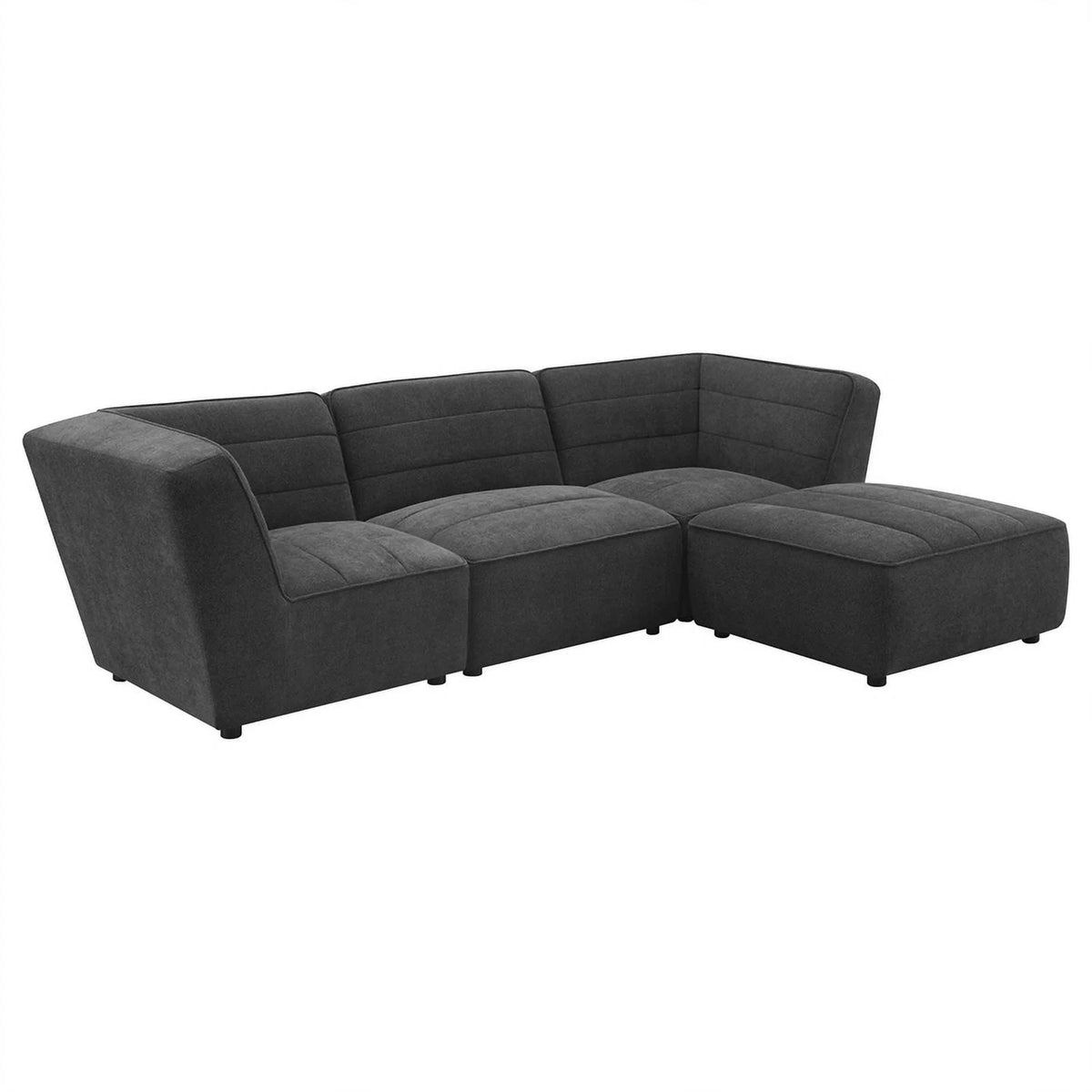 Dark Charcoal Upholstered Square Fabric Ottoman E20961