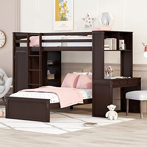 Twin Over Twin Solid Wood Bunk Bed with Storage M76522