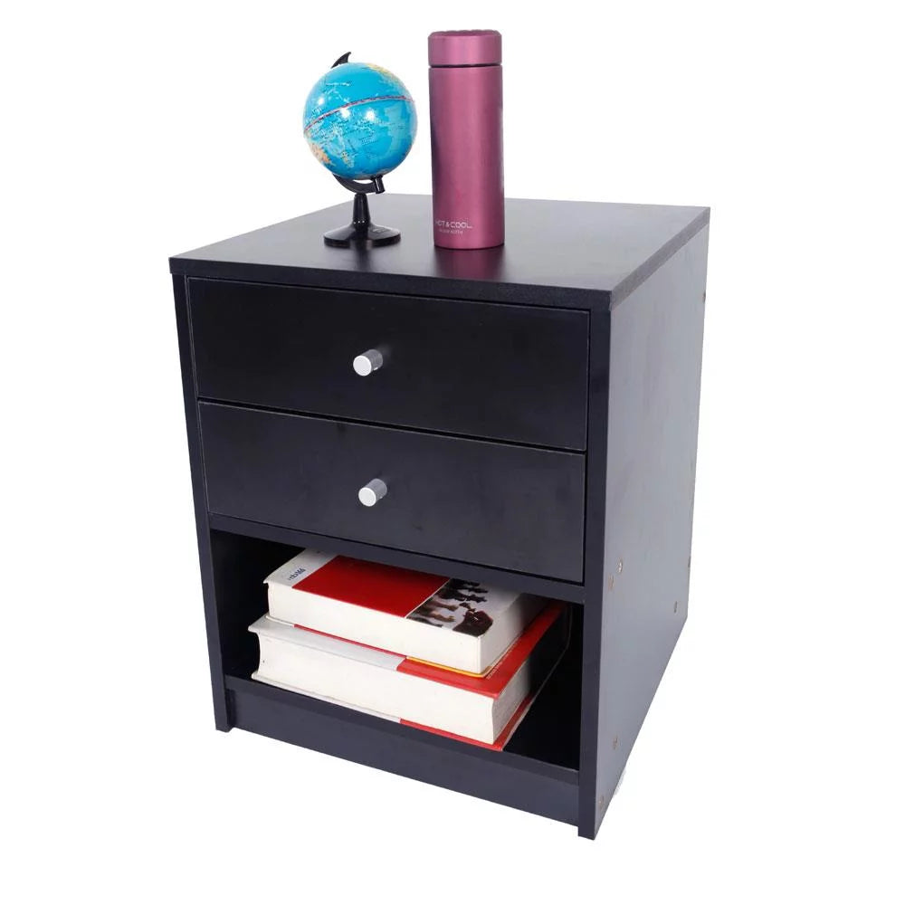 2 Drawer Black Wooden Nightstand X795