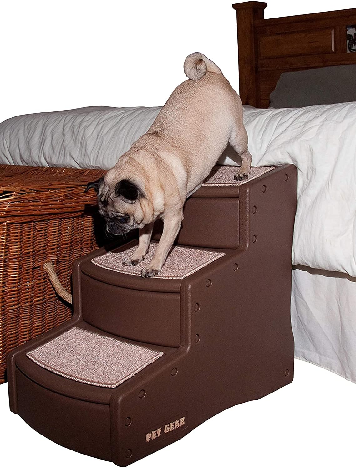 Pet Stairs, 3 Step, Removable Washable Carpet Treads, Pack of 2 B517348