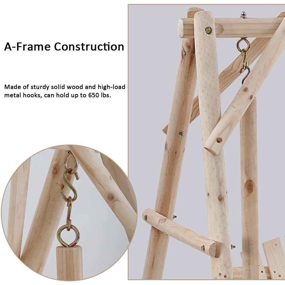 Wooden Swing Chair with A-Frame Stand I894
