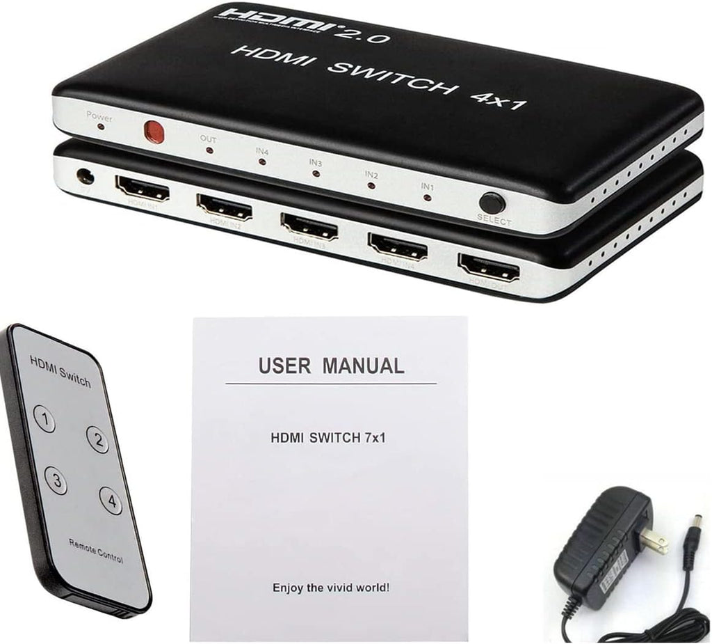 4 Port HDMI Switch HDMI2.0 4K@60Hz with IR Wireless Remote Control, Pack of 2 Z755145