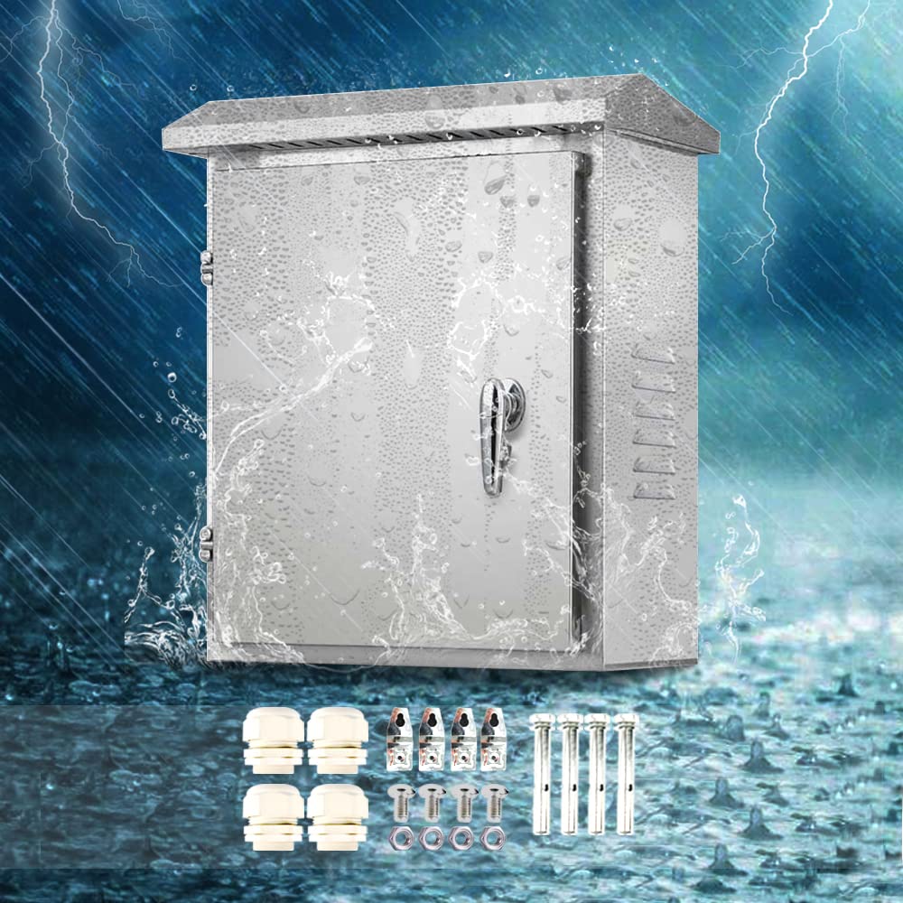 304 Stainless Steel Electrical Box 20'' x 16'' x 8'' IP65 Weatherproof Enclosure with Mounting Plate M405