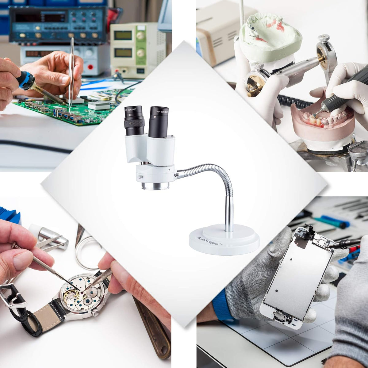 8X Magnification Binocular Stereo Microscope with Gooseneck Illuminator W999406