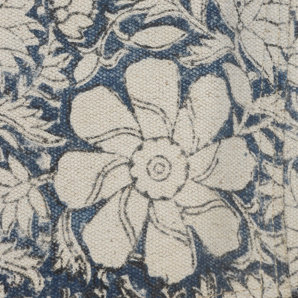 Blue/White/Brown Floral Canvas Faux Leather Butterfly Chair S8258