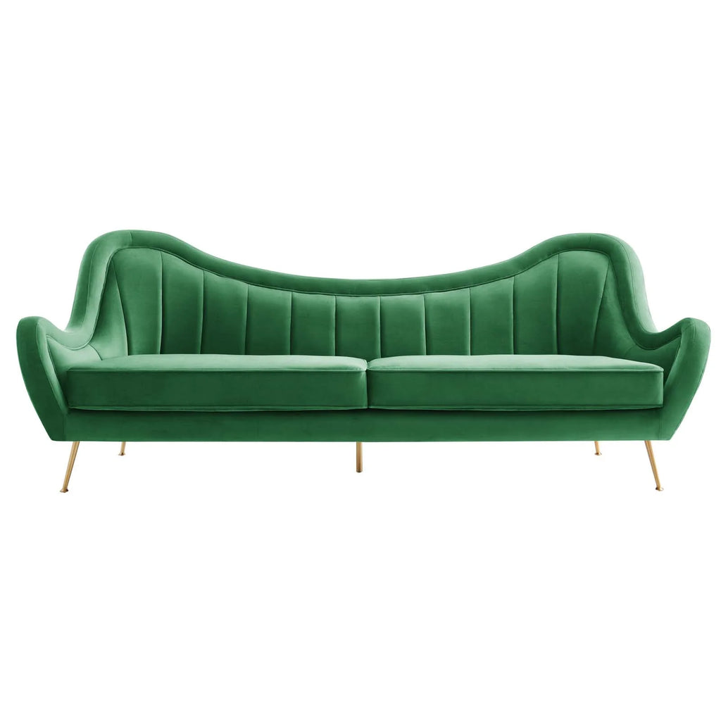 Emerald Channel Tufted Performance Velvet Sofa H43249