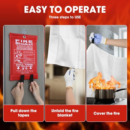 4 Pack 40'' x 40'' Fiberglass Fire Blanket K80483