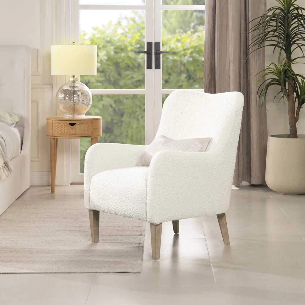 Ivory White Boucle Accent Chair Z4271