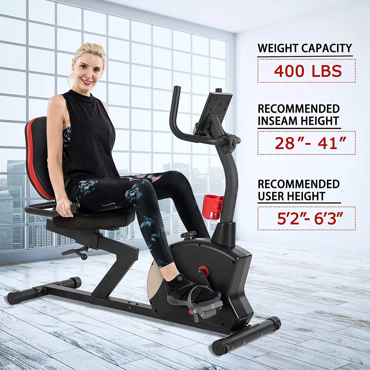 Recumbent Exercise Bike 400 lbs. Magnetic Resistance R19587