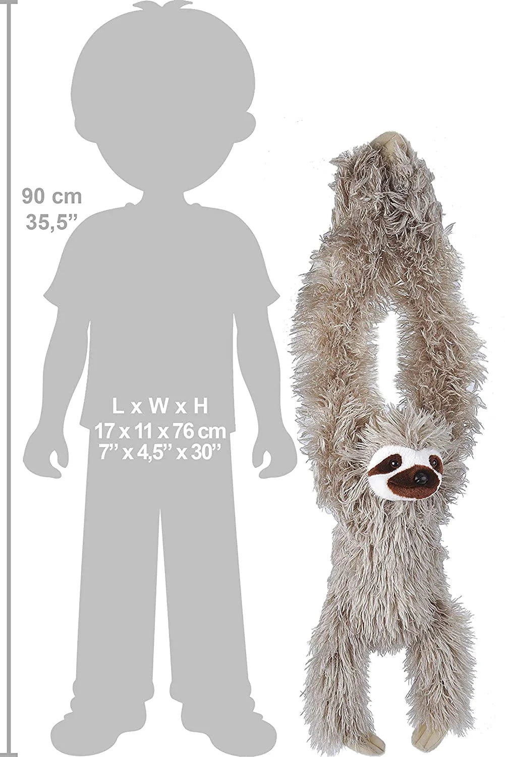 Hanging Three Toed Sloth Plush, 30 inches Z4502